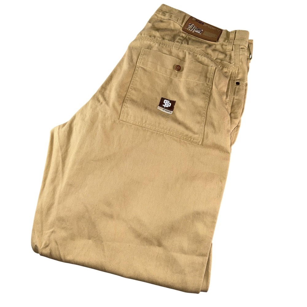 State Property Pants Mens 43x33 Beige Carpenter Workwear Utility Straight Leg